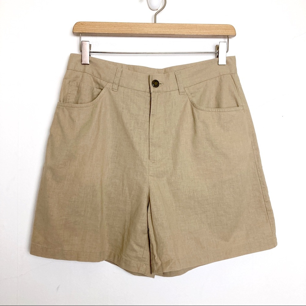 Vintage high waisted linen blend mom shorts khaki